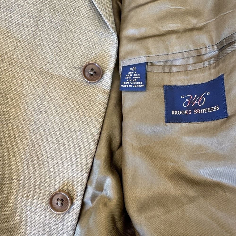 Brooks Brothers 346 Blazer Silk Blend Size 42L Tan