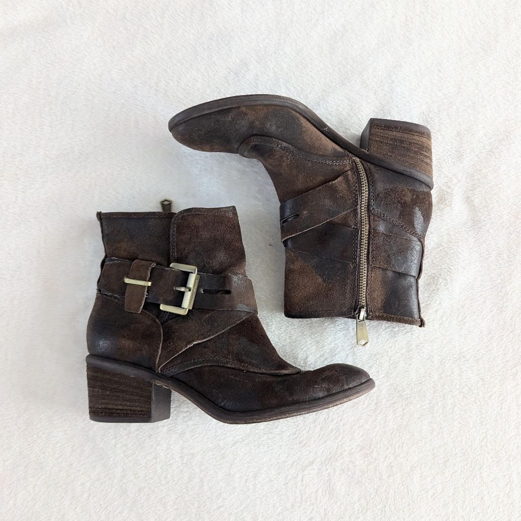 Donald J Pliner Diem Brown Leather Buckle Booties - Size 7