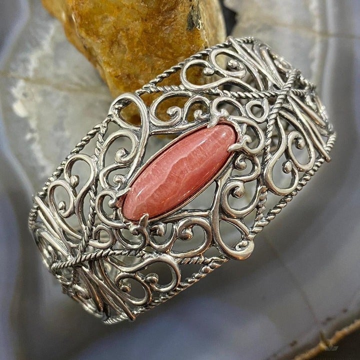 Carolyn Pollack Vintage Southwestern Style Sterling Silver Rhodonite Bracelet