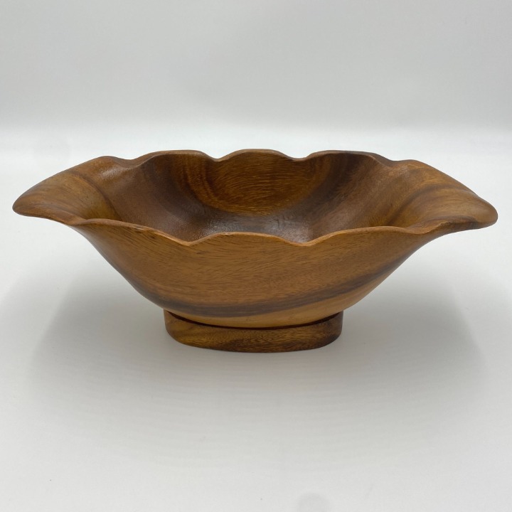 Philcraft Monkey Pod Wood Bowl Hand Crafted Brown Made in Philippines 13.5 Long