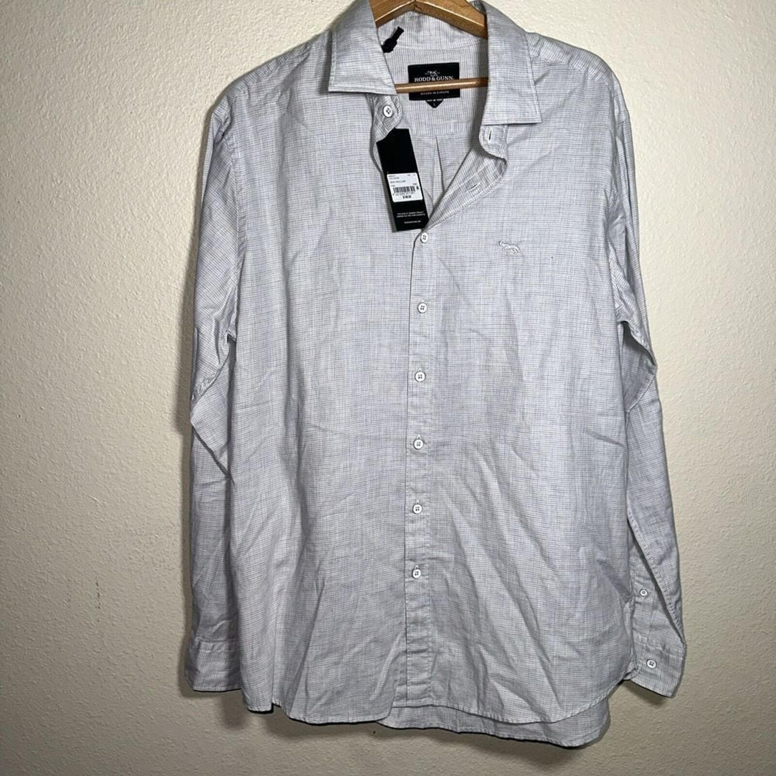 Rodd & Gunn Arbors Track Sport Collar Shirt Gray Check Plaid Men's Large