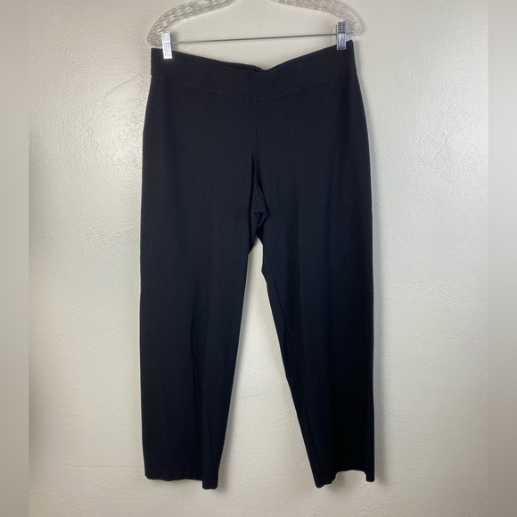 Eileen Fisher Black Wide leg Work Career Pants women’s size Petite Large
