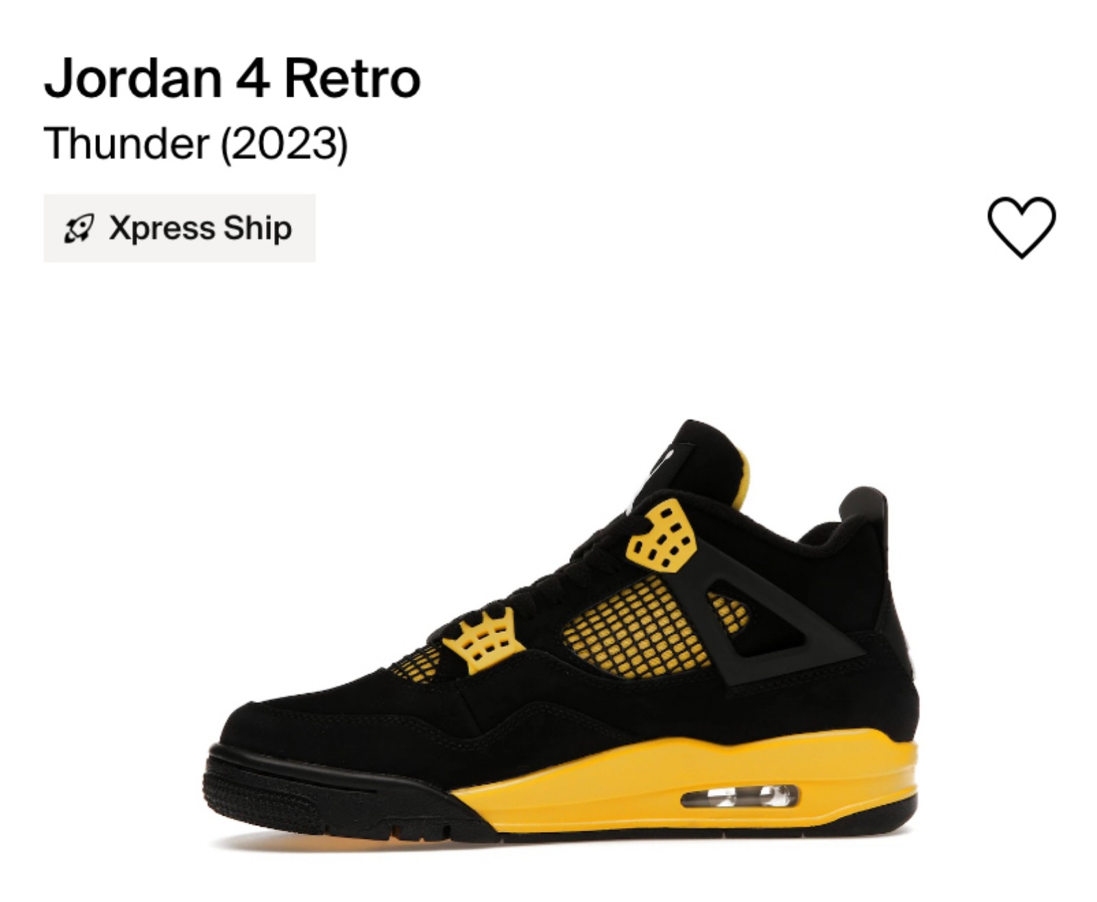 Jordans 4 thunder kids sz 13.5