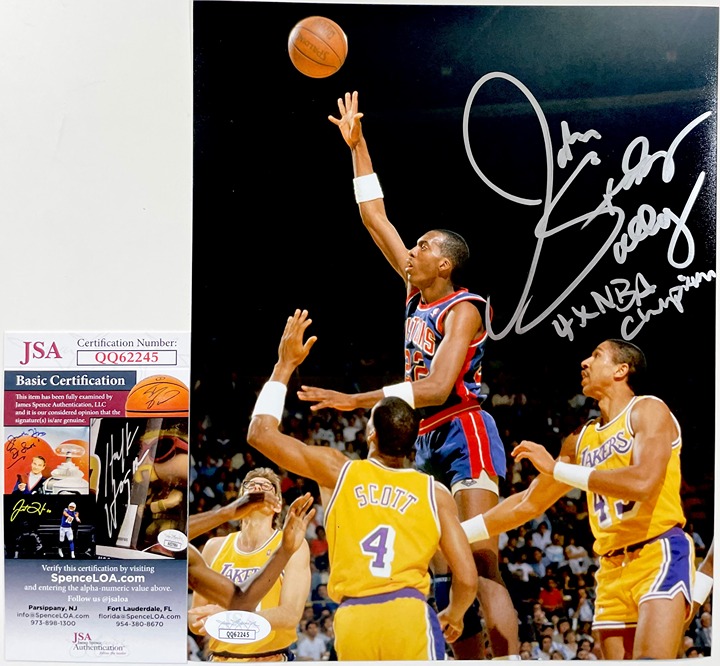NBA John Salley Signed Detroit Pistons 8x10 Photo B Autograph Spider JSA COA