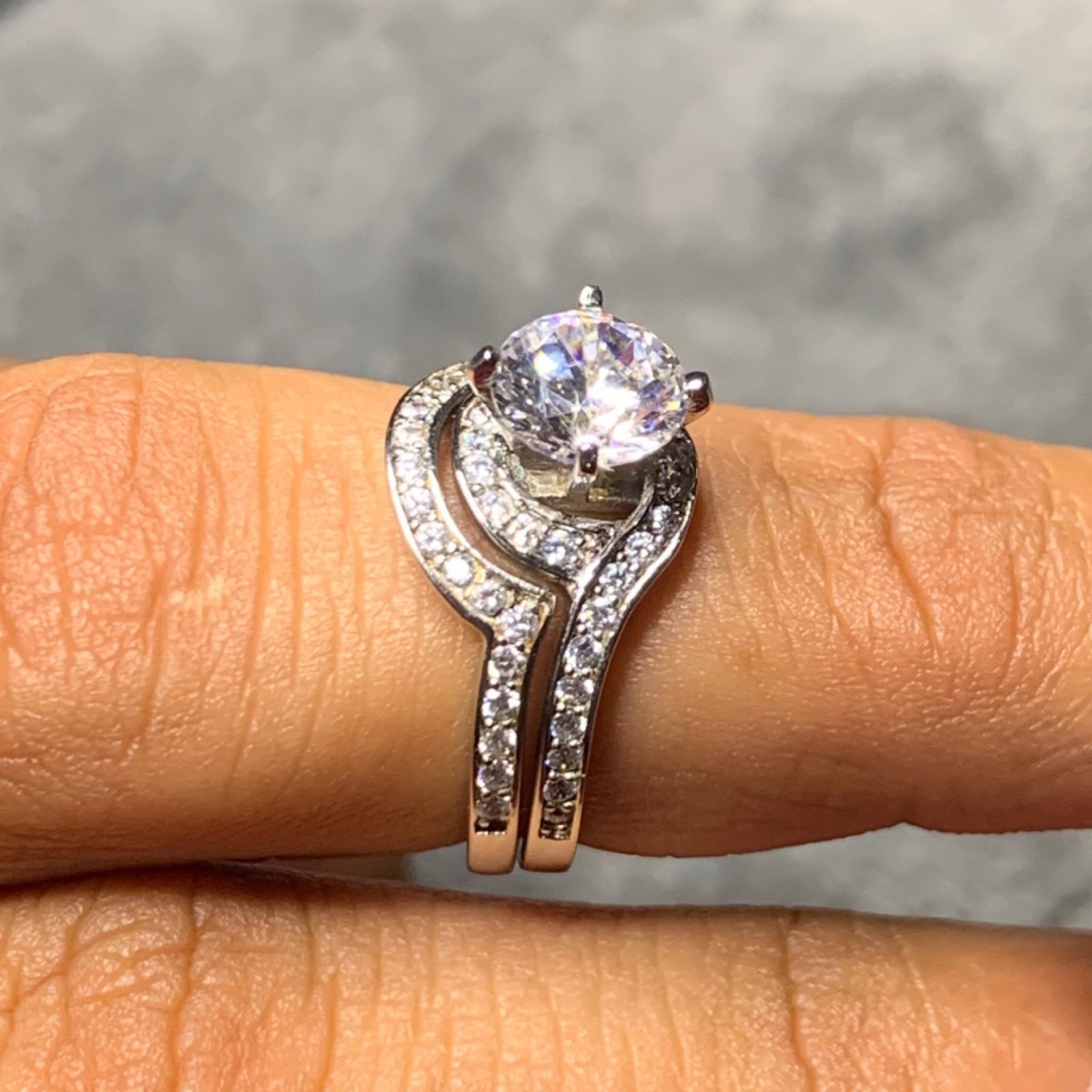 S925 2pc Angel Eye Bridal Ring Set Rings