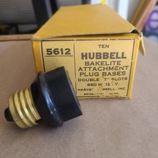 Harvey Hubbell Box of 10 Bakelite Attachment Plug Bases