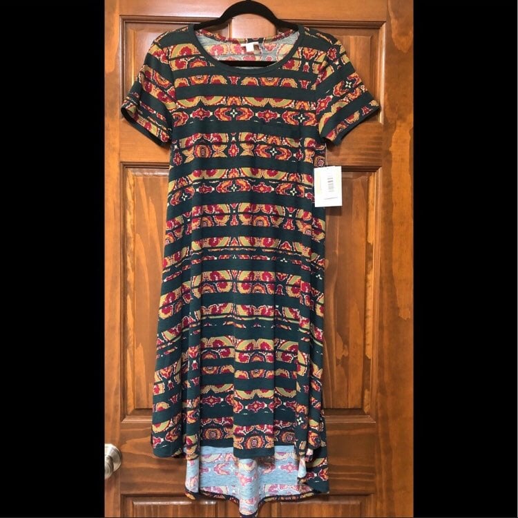 NWT Lularoe Carly Dress- Green Stripe