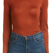 Alice + Olivia Billi Slim Turtleneck Sweater in Metallic copper
