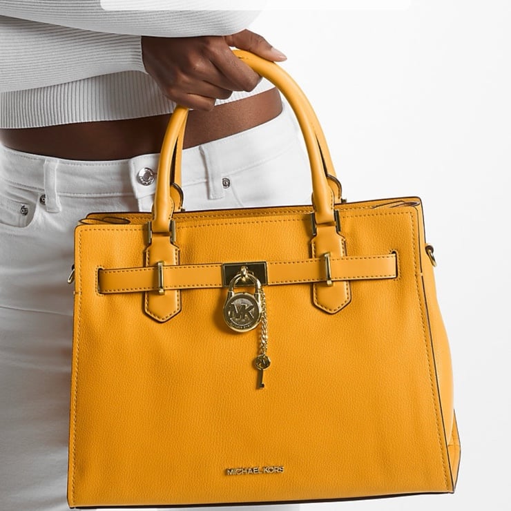 MICHAEL KORS Hamilton Small Two-Tone Satchel COLOR GOLDEN ROD MULTI NWT