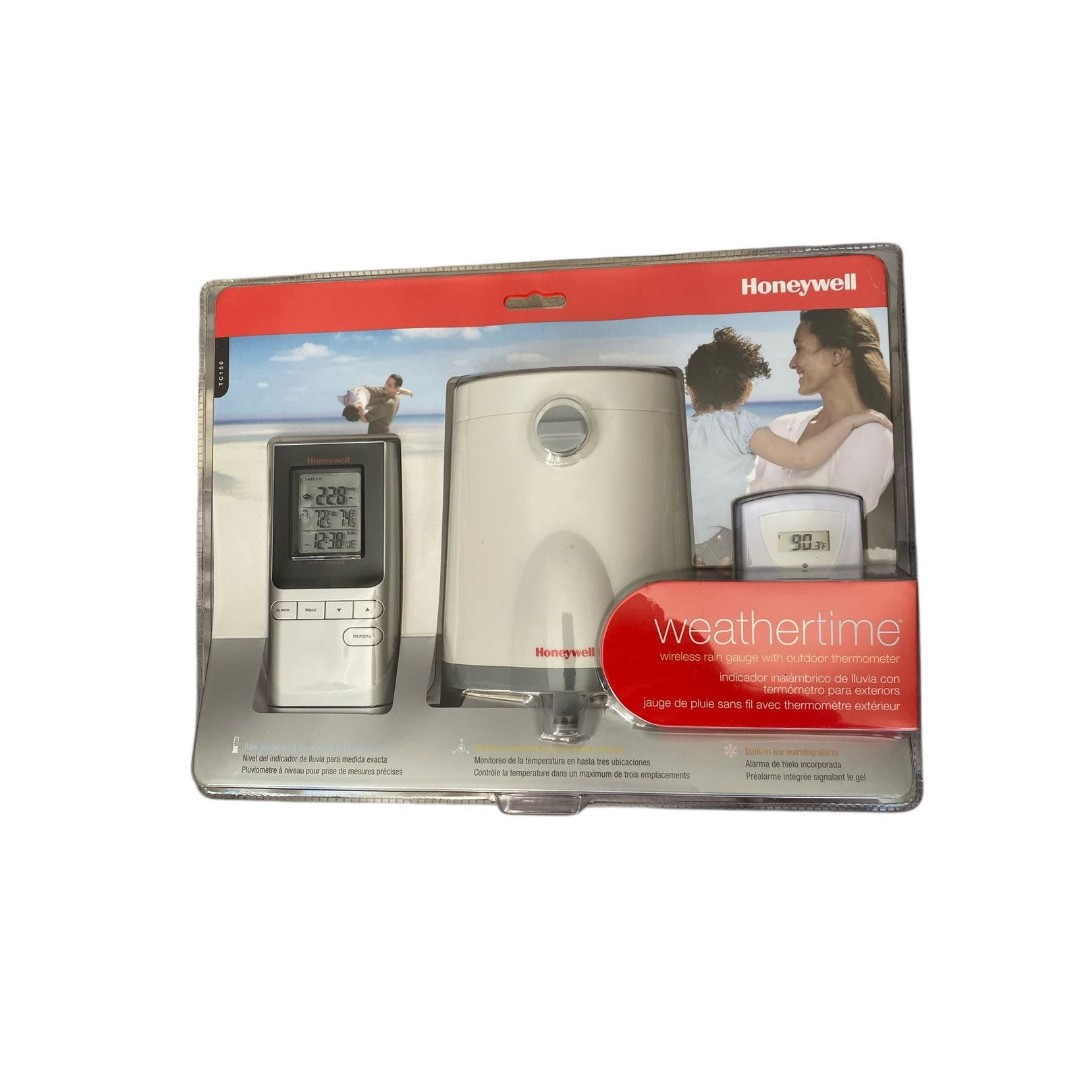 Honeywell TC150 Weathertime Wireless Rain Gauge w/Outdoor Thermometer New In Box