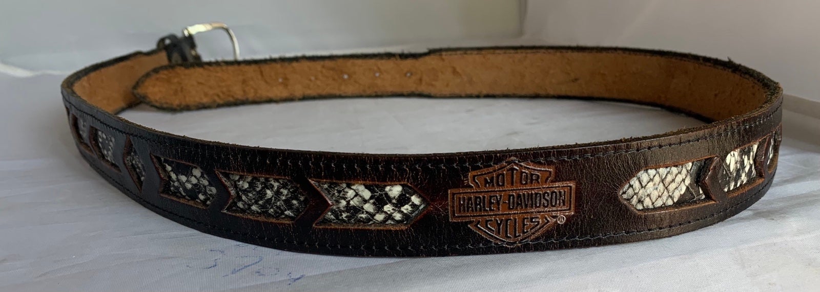 Harley Davidson Vintage Genuine Leather faux snakeskin belt- USA