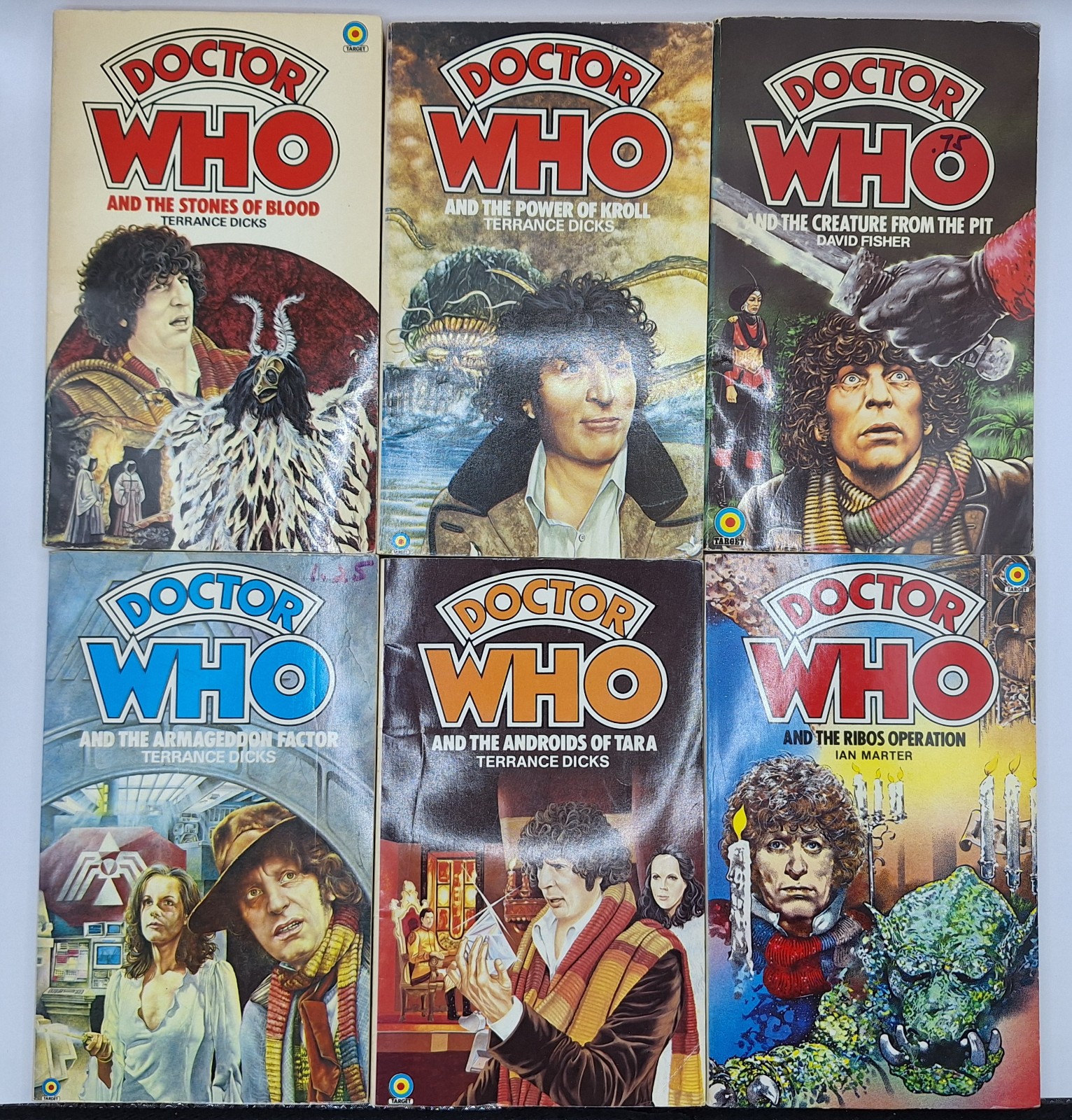 Lot of 6 Target Doctor Who Paperback Novels all Tom Baker as 4th Dr. Who T Dicks