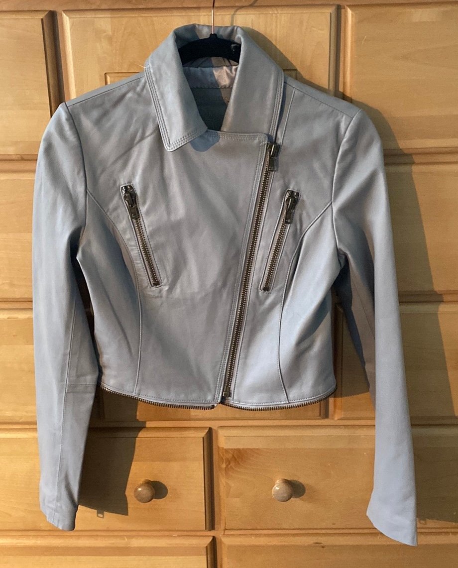 My Tribe Leather Cropped Moto Jacket