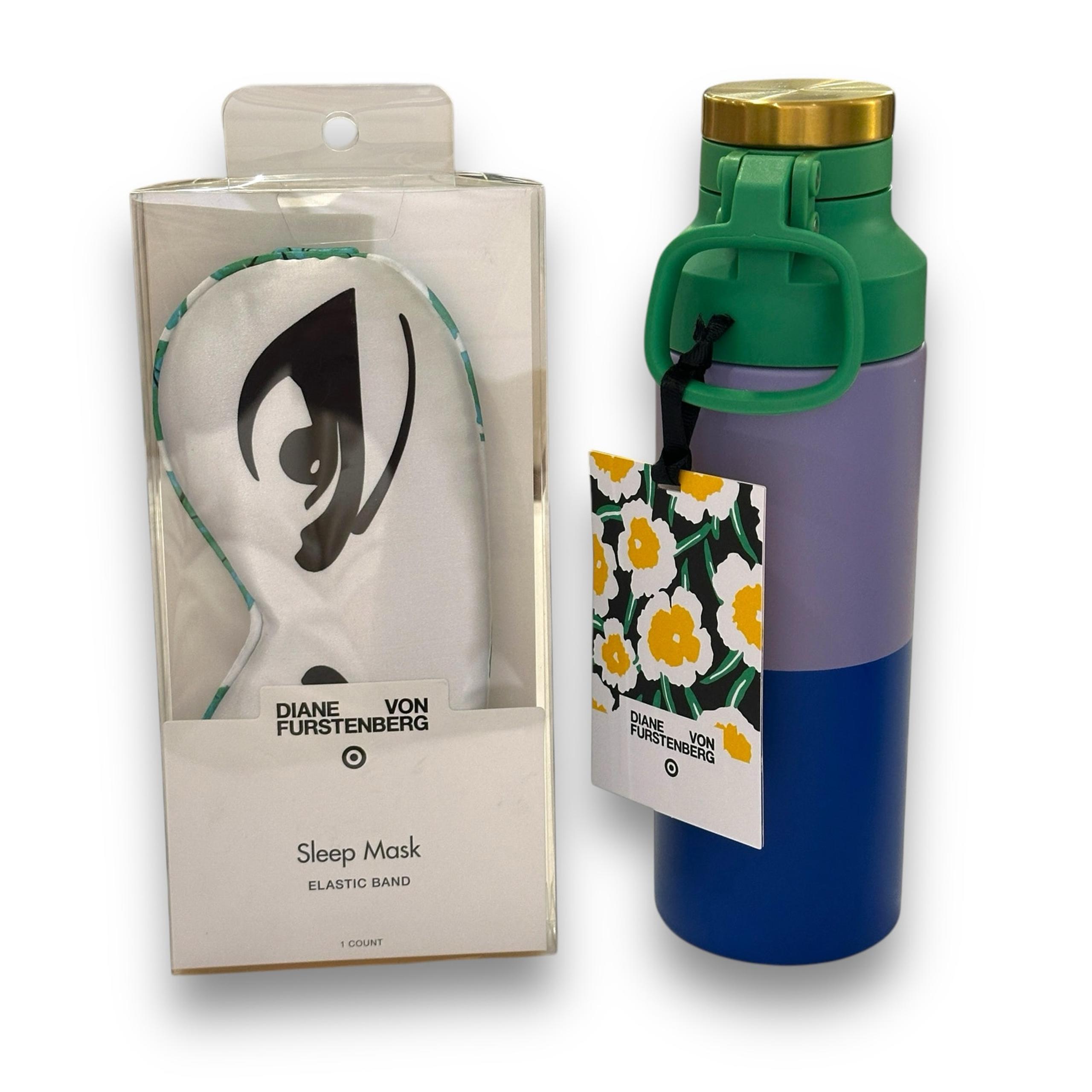 Diane von Furstenberg Color Block Stainless Steel Water Bottle Eye Mask Gift Set
