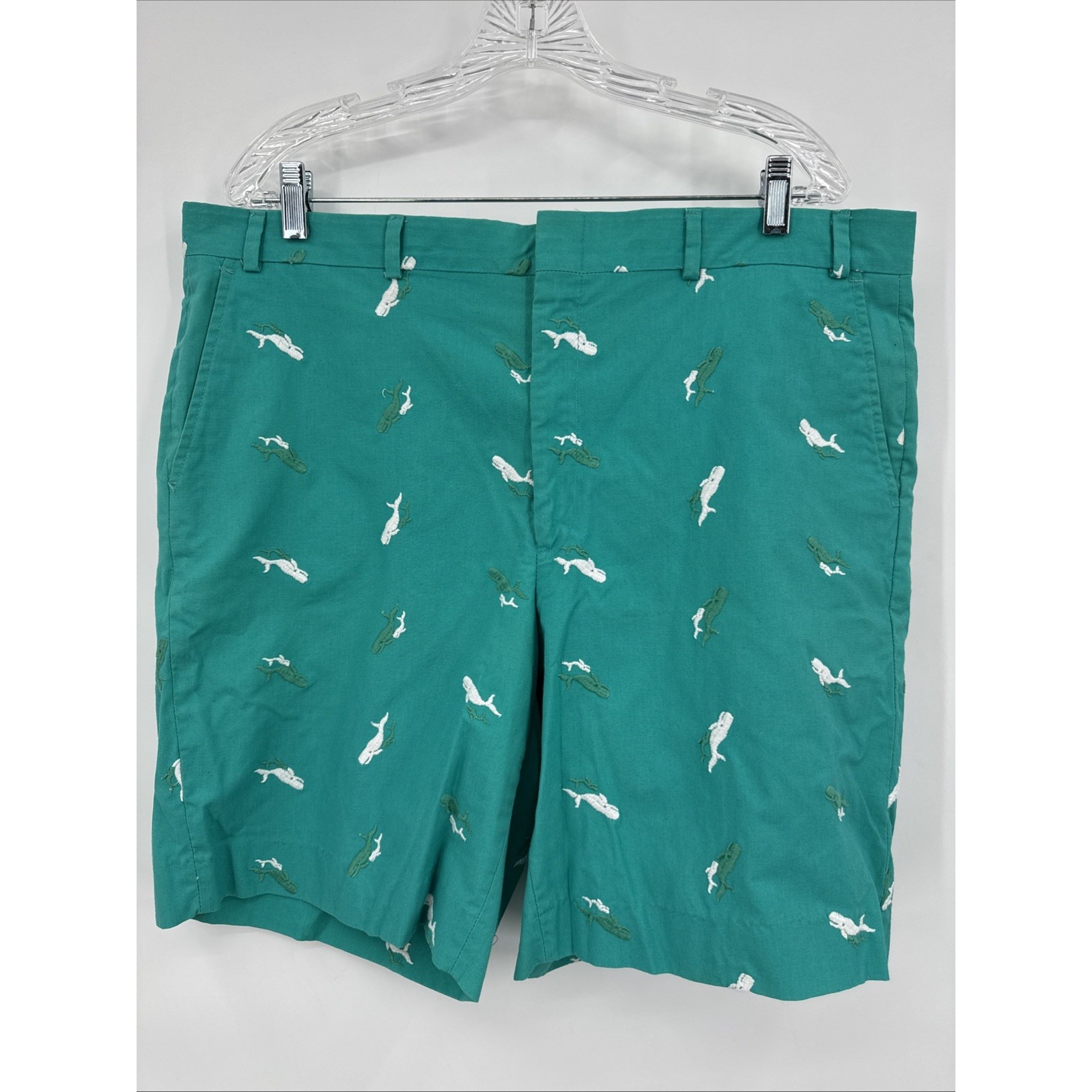 Cregos Vintage Men's Whale Chino Shorts Size 40 Blue Green