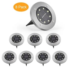 ⭐ Solar Ground Lights - 8 LED Waterproof In-Ground Garden Lights ⭐