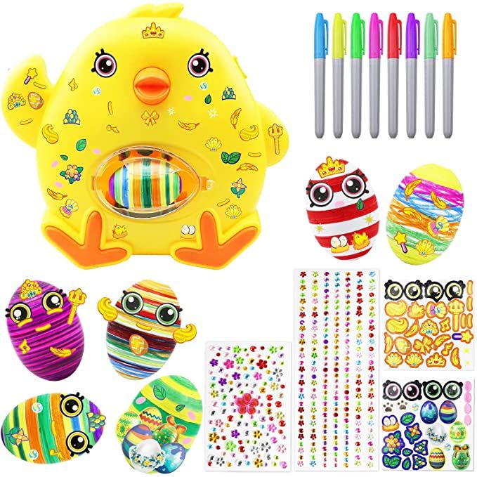 DIY Eggs Spin Machine with 6 Eggs and 8 Colorful Markers for Adults Kids Boys Gi