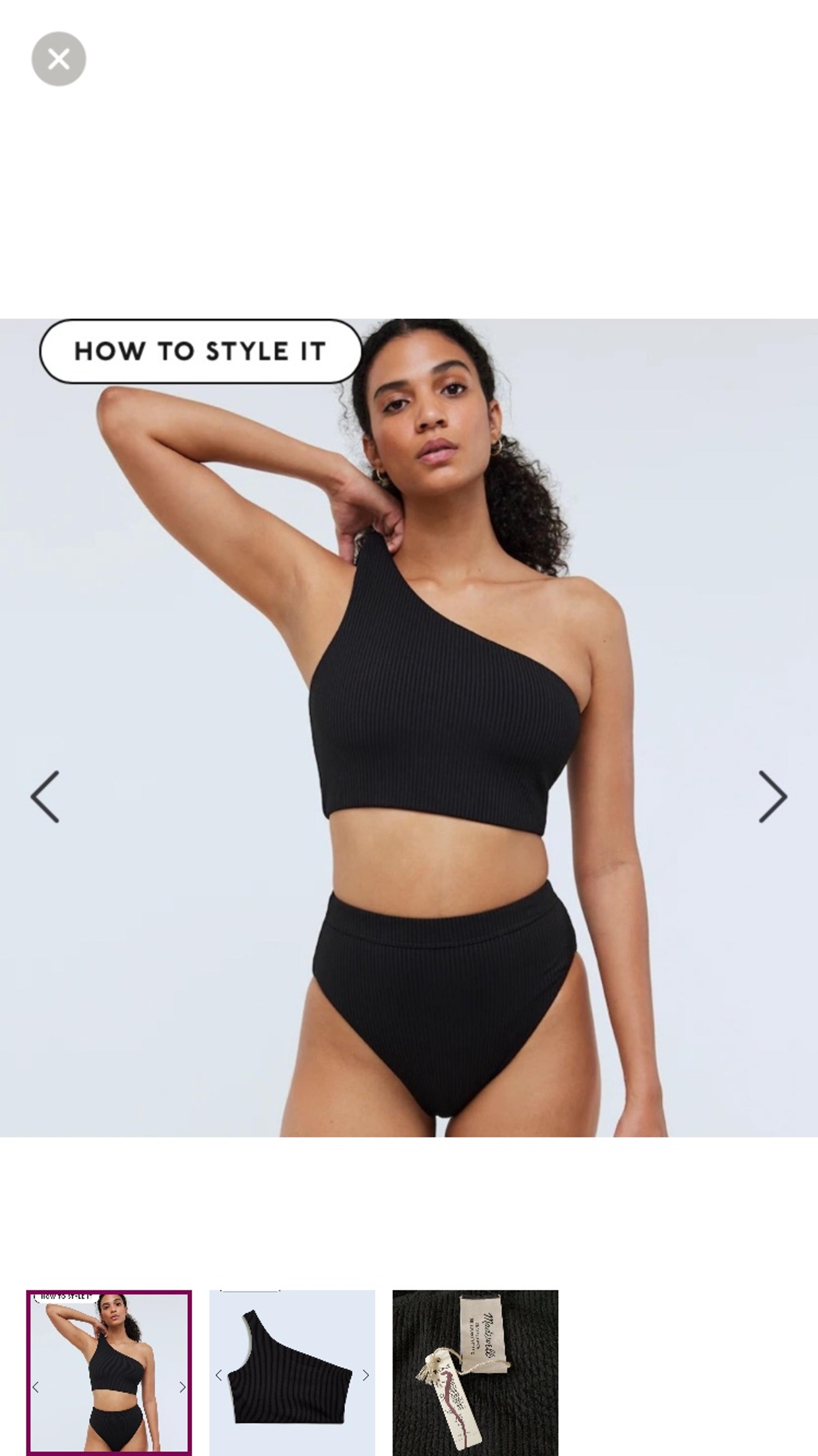 NWT Madewell Ribbed One-Shoulder Longline Bikini Top size small, with shelf bra