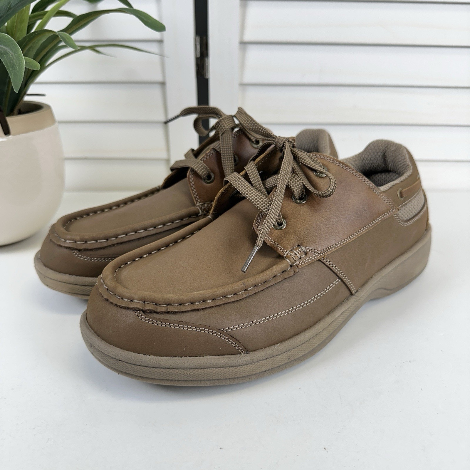 Orthofeet Baton Rouge Brown Leather Moc Toe Oxfords Comfort Shoe Men Size 8.5 EE