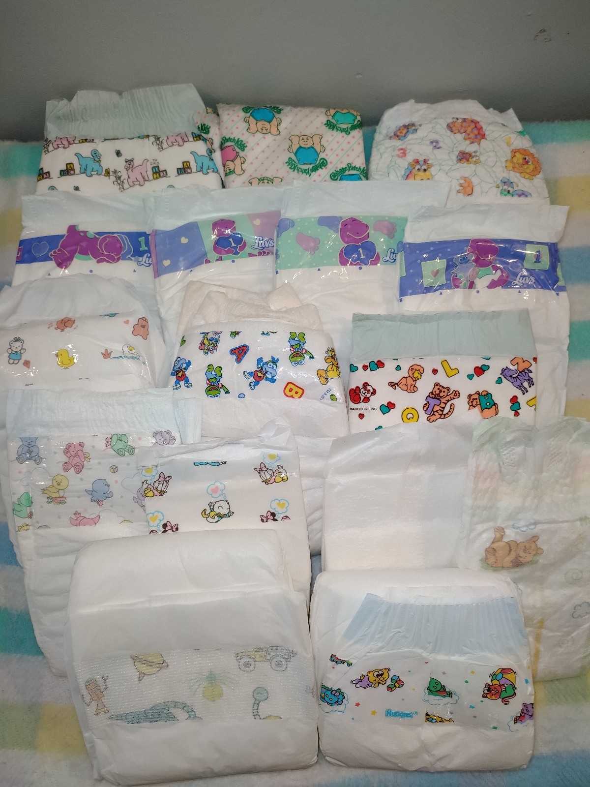 Vintage Small Reborn Plastic Back Baby Diaper Lot Sample new never used 16 diape