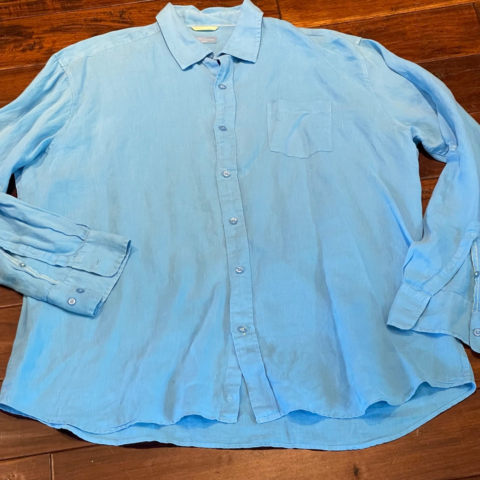 Toscano Aqua 100% linen Shirt xxl