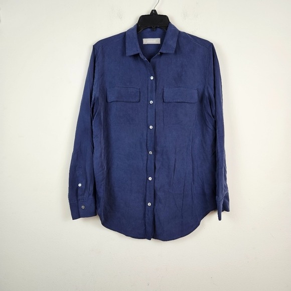 Everlane The Must-Have Shirt in Washable Silk Size 4 Navy