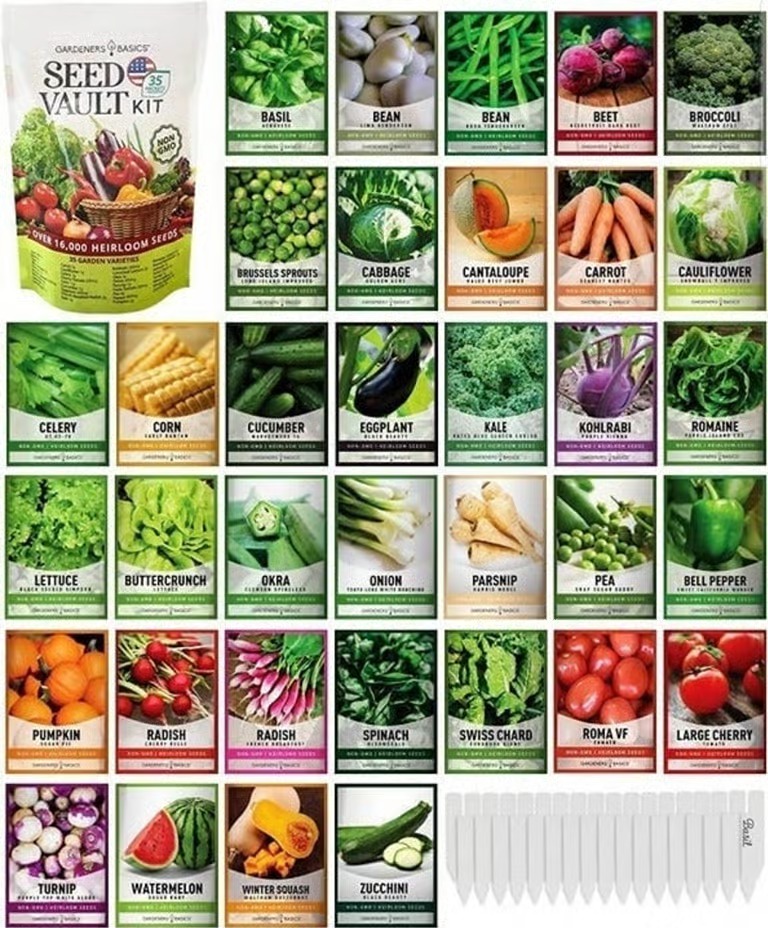 NEW Survival Vegetable Seeds Garden Kit Over 16,000 Seeds Non-GMO and Heirloom