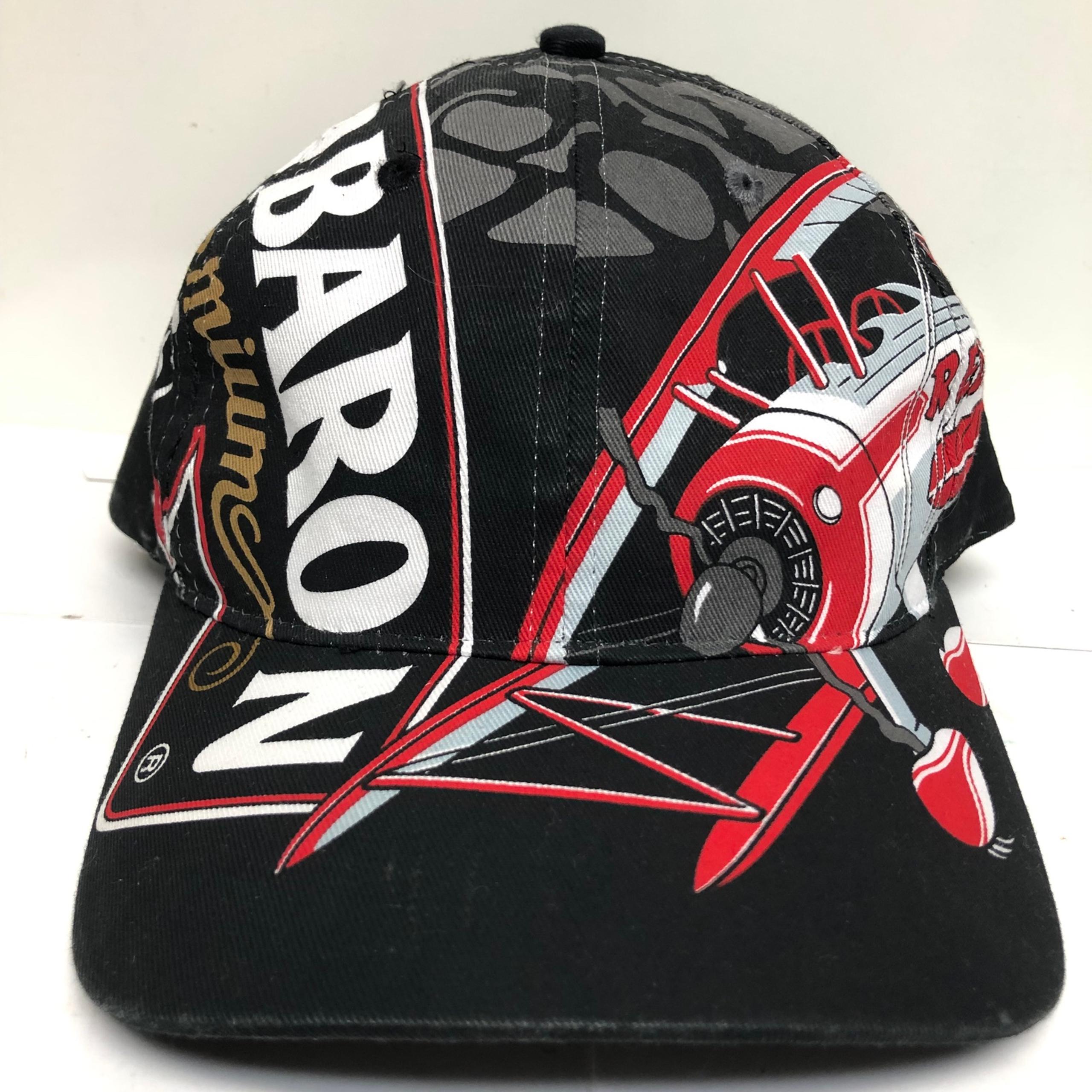 90s Vtg Red Baron Stearman Squadron Logo Snapback Hat Cap Rare All Over Print
