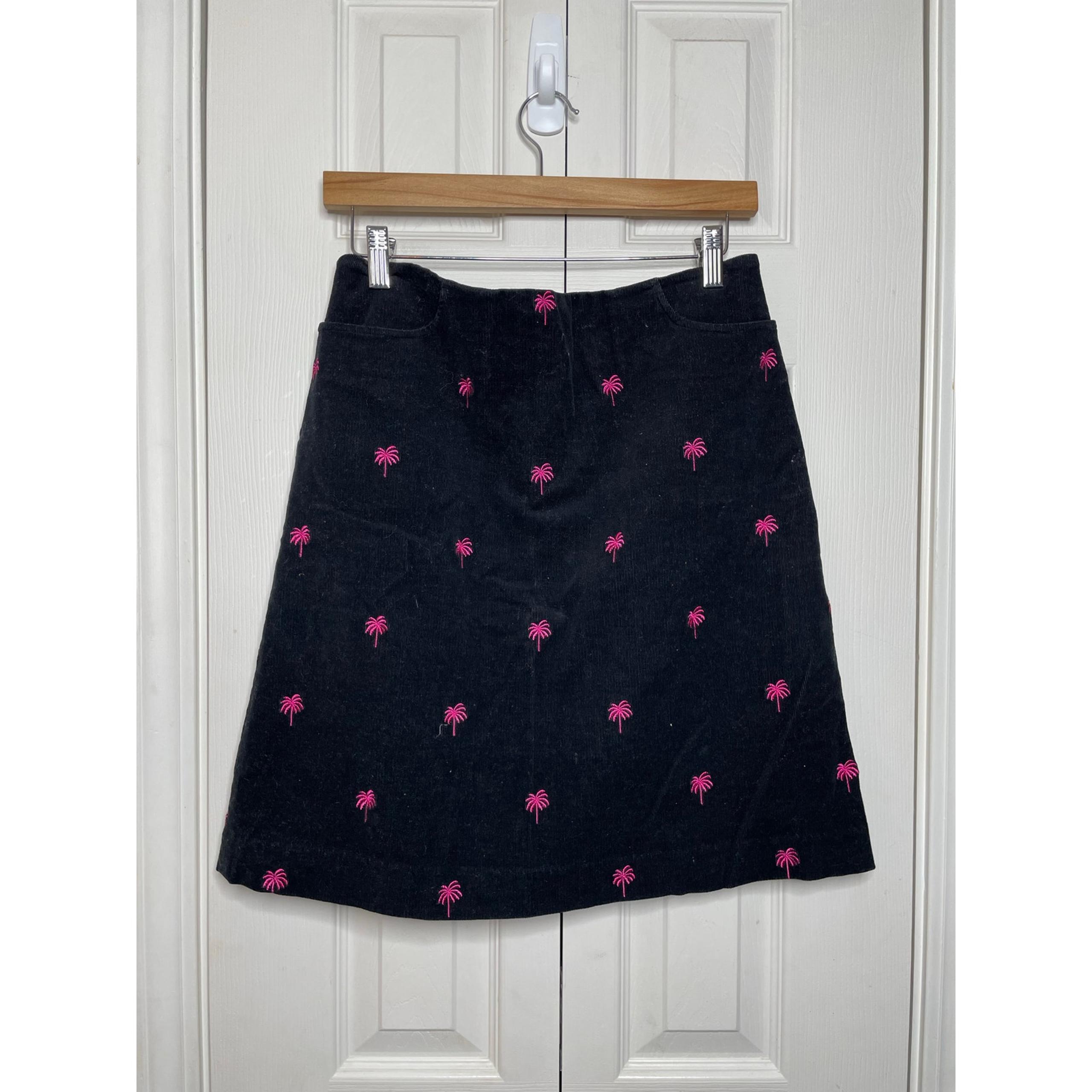 Lilly Pulitzer Vintage Mini Skirt Palm Trees Womens Size 4 Black