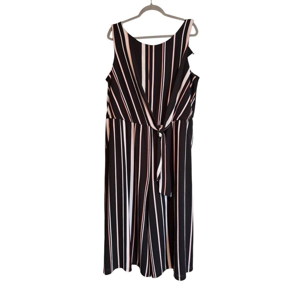 Evri Womens Striped Sleeveless Jumper Size 2X Wide Leg