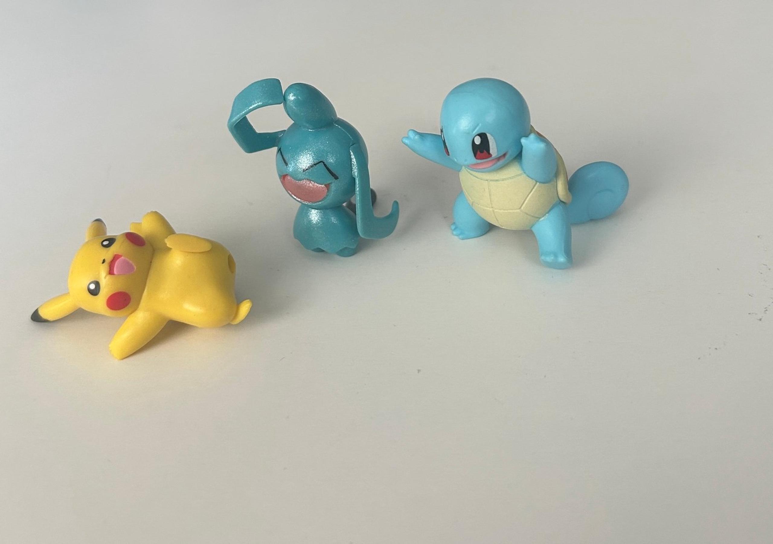 3 Pokemon Pikachu Wynaut Squirtle Mini Figures 2021 Jazwares