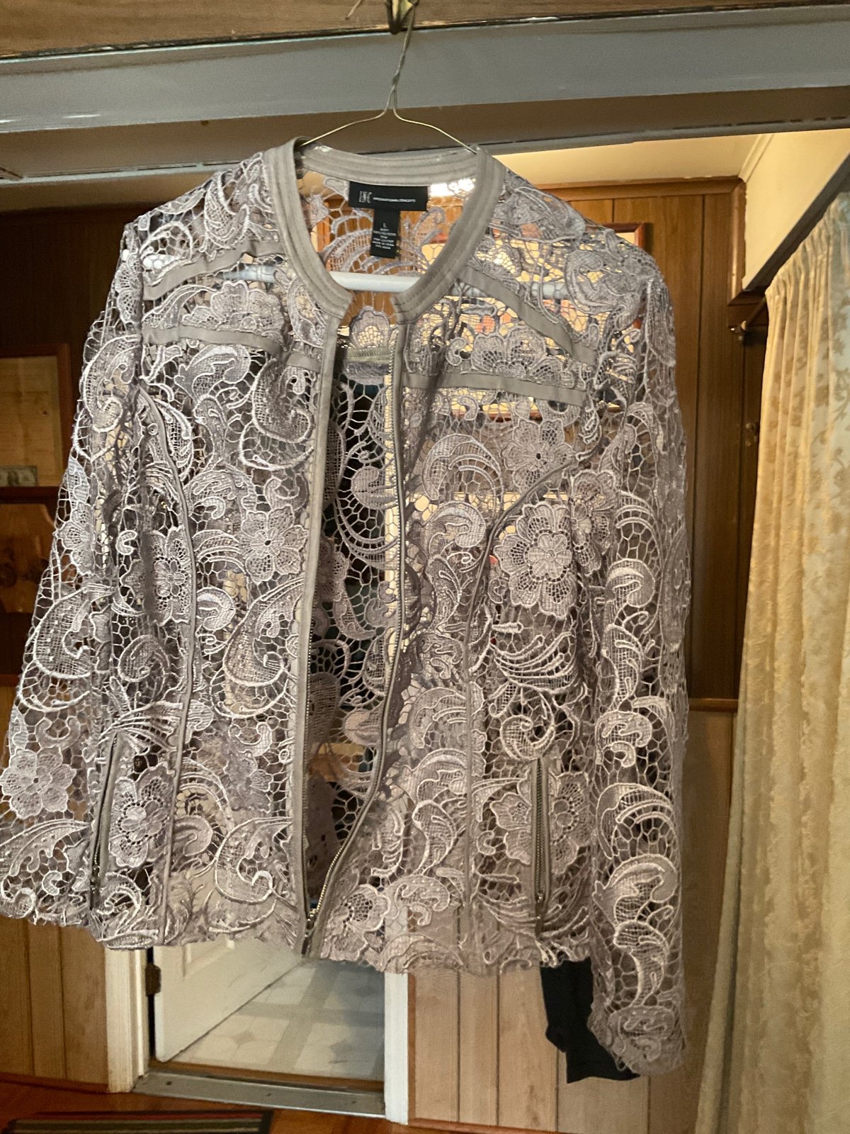 (NEW) I.N.C. International Concepts Size Large See Through Gray Jacket