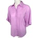 Trina Turk Cotton Button Front Shirt Top Women's MEDIUM Purple Roll Sleeves NEW