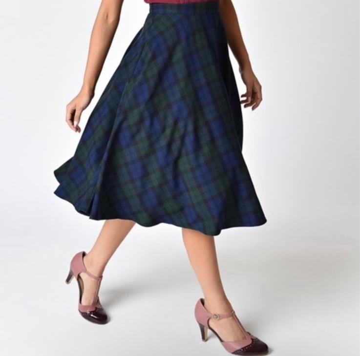 Hell Bunny Vixen Plaid Tartan Circle Skirt Size XS Pinup Vintage 1950’s