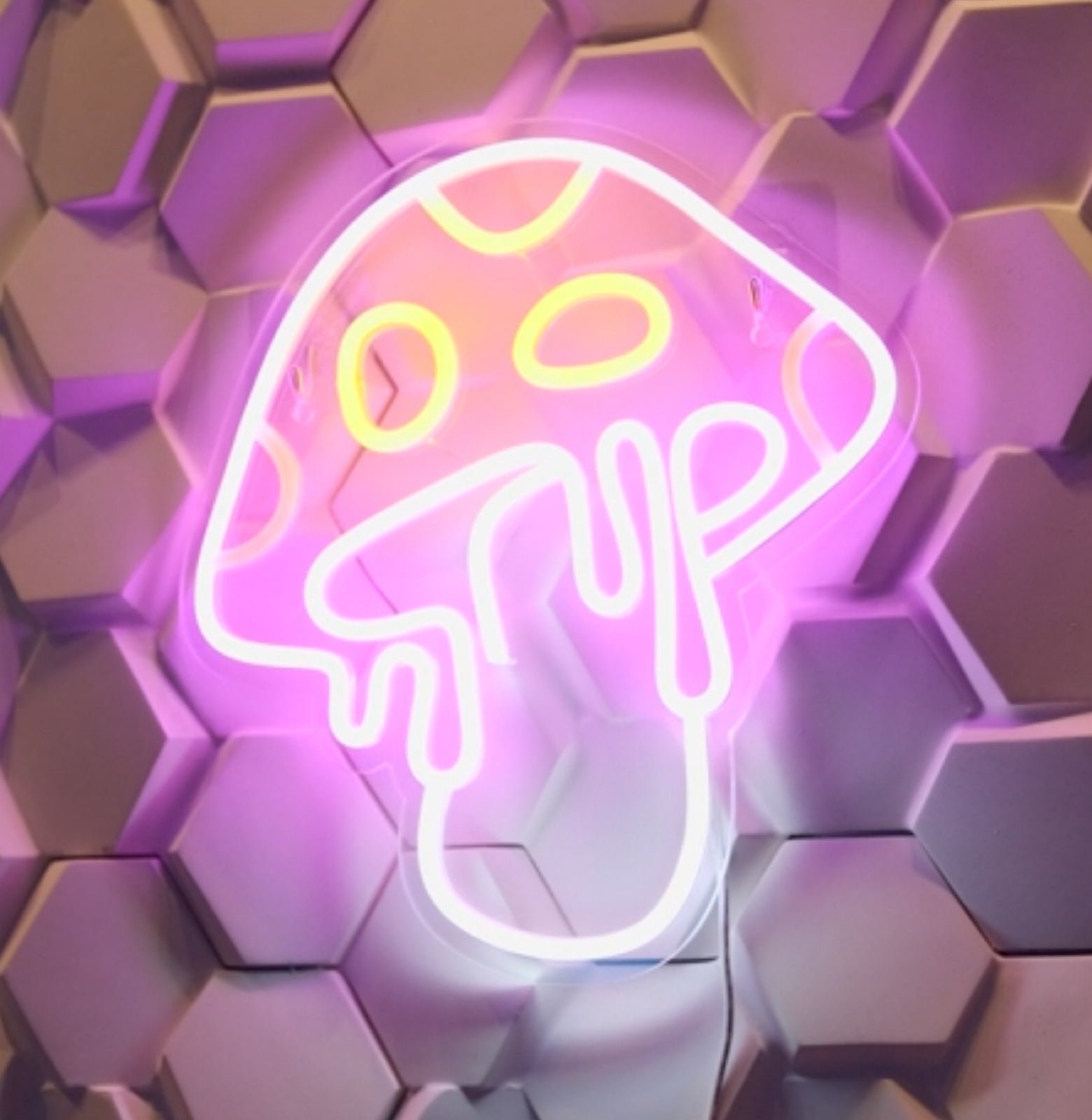 Lovely Large Bright Pink Melting Mushroom LED Night Light Room Wall Decor