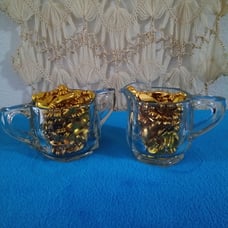 Vintage Flower Design Depression Etched Glass Sugar and Creamer Set (2).