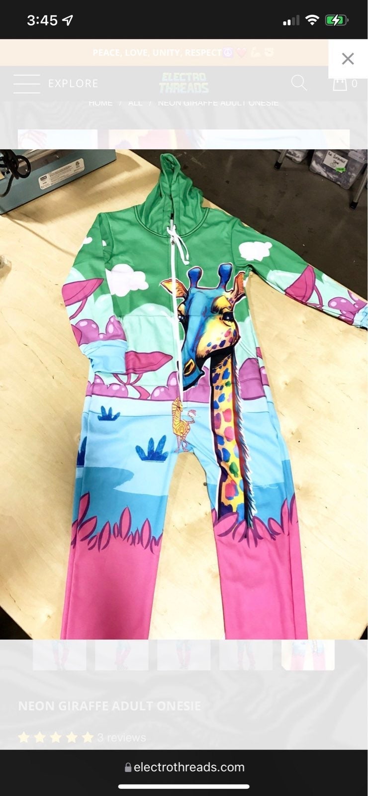 Neon Giraffe Unisex Adult One Piece Electrothreads NEW XXL