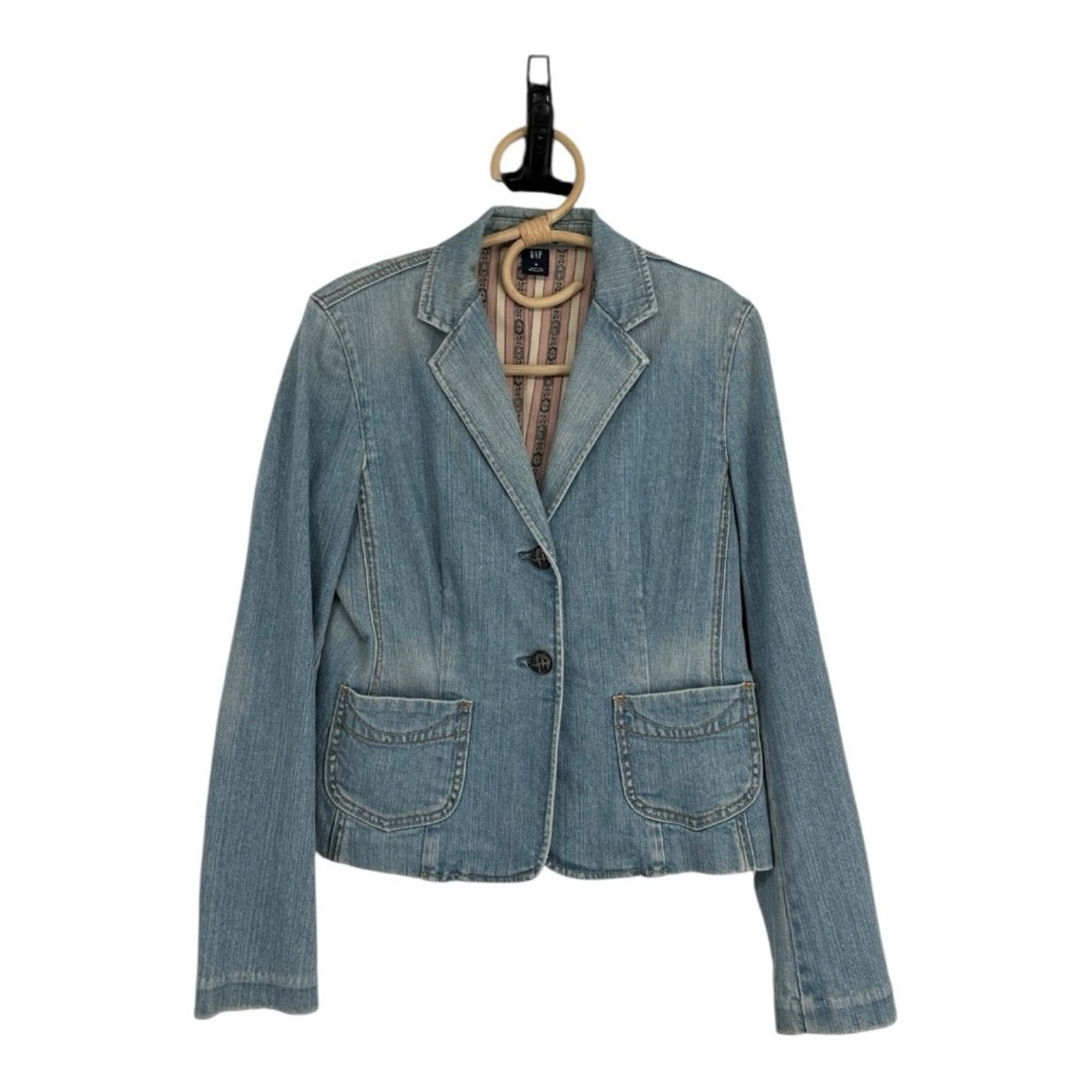 Vintage Y2K Light Denim Wash Tailored Fit Stretch Denim Jacket by Gap “04 Size S