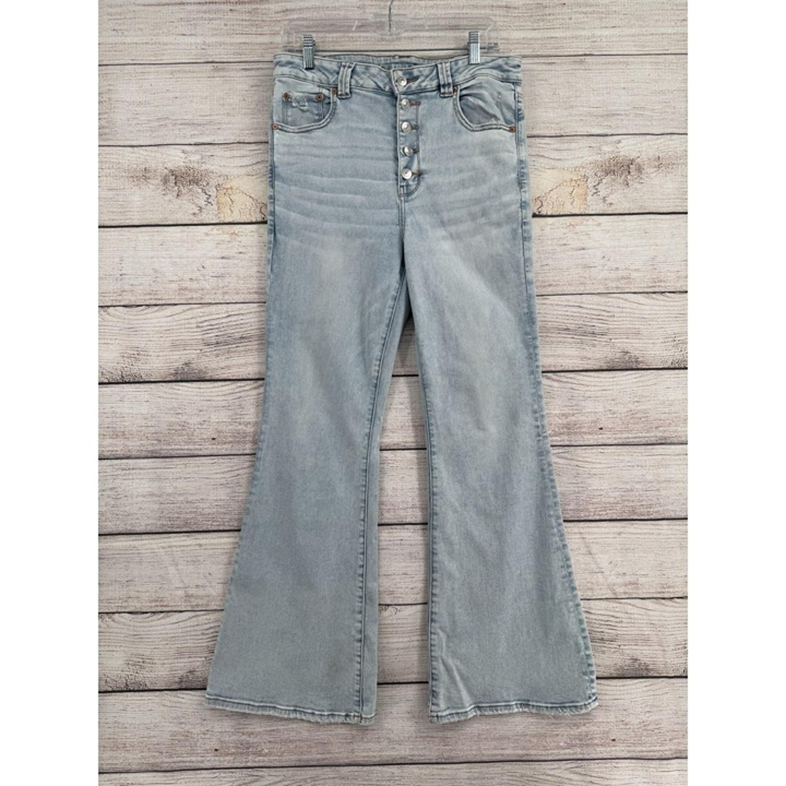 American Eagle Jeans Womens 14 Light Wash Super Hi-Rise Flare Next Level Stretch