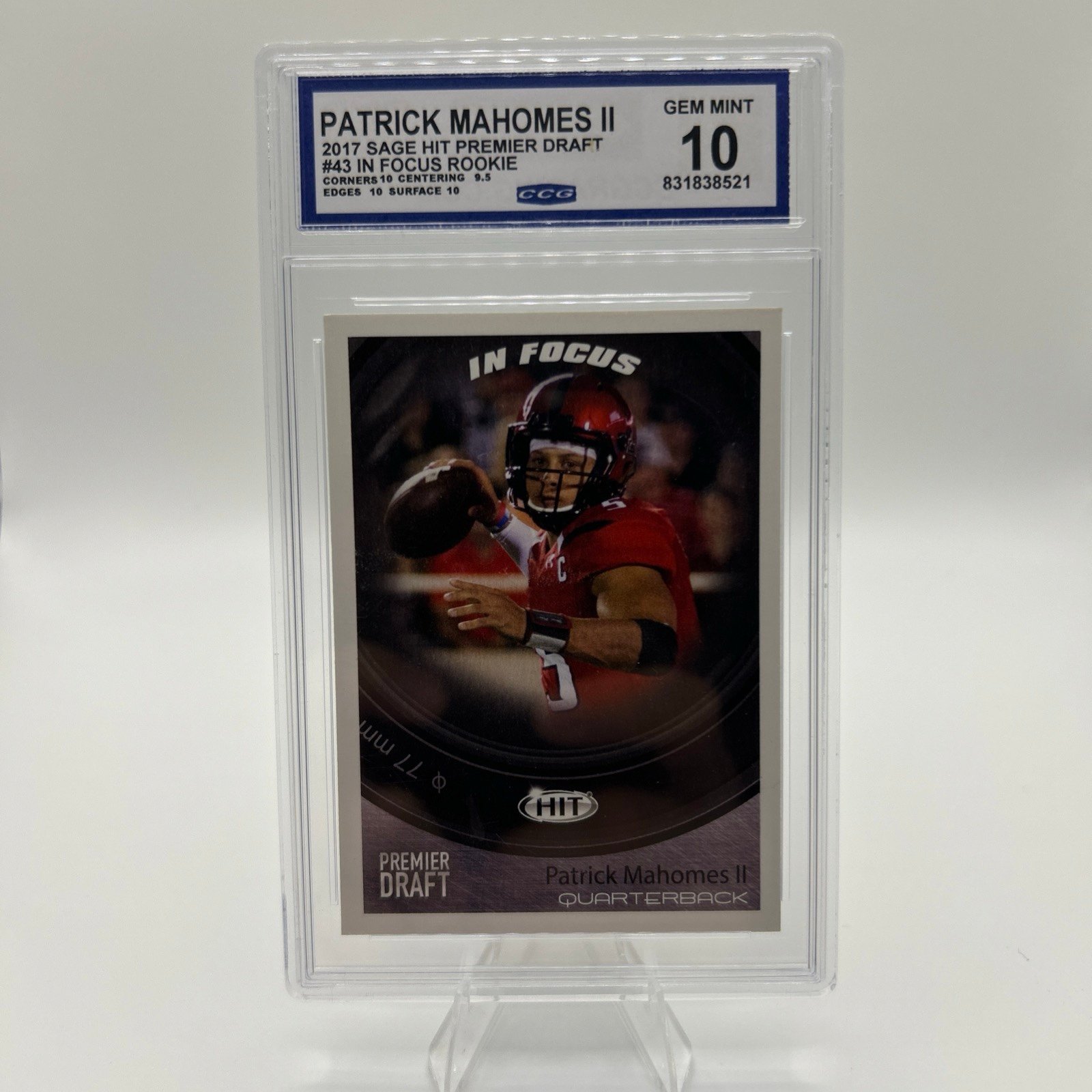 2017 Patrick Mahomes II sage hit premier draft # 43 CCG 10