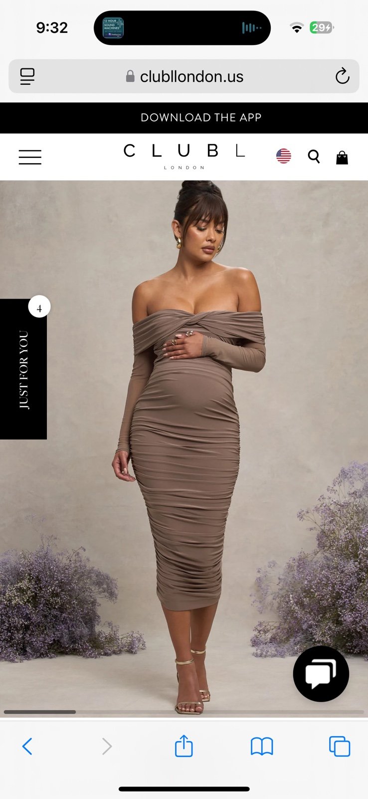 Club l London NEVA MOCHA BARDOT TWIST MATERNITY MIDI DRESS