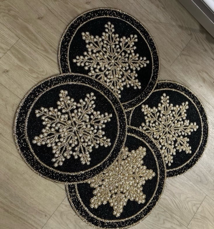 Christmas black gold placemats set of 4