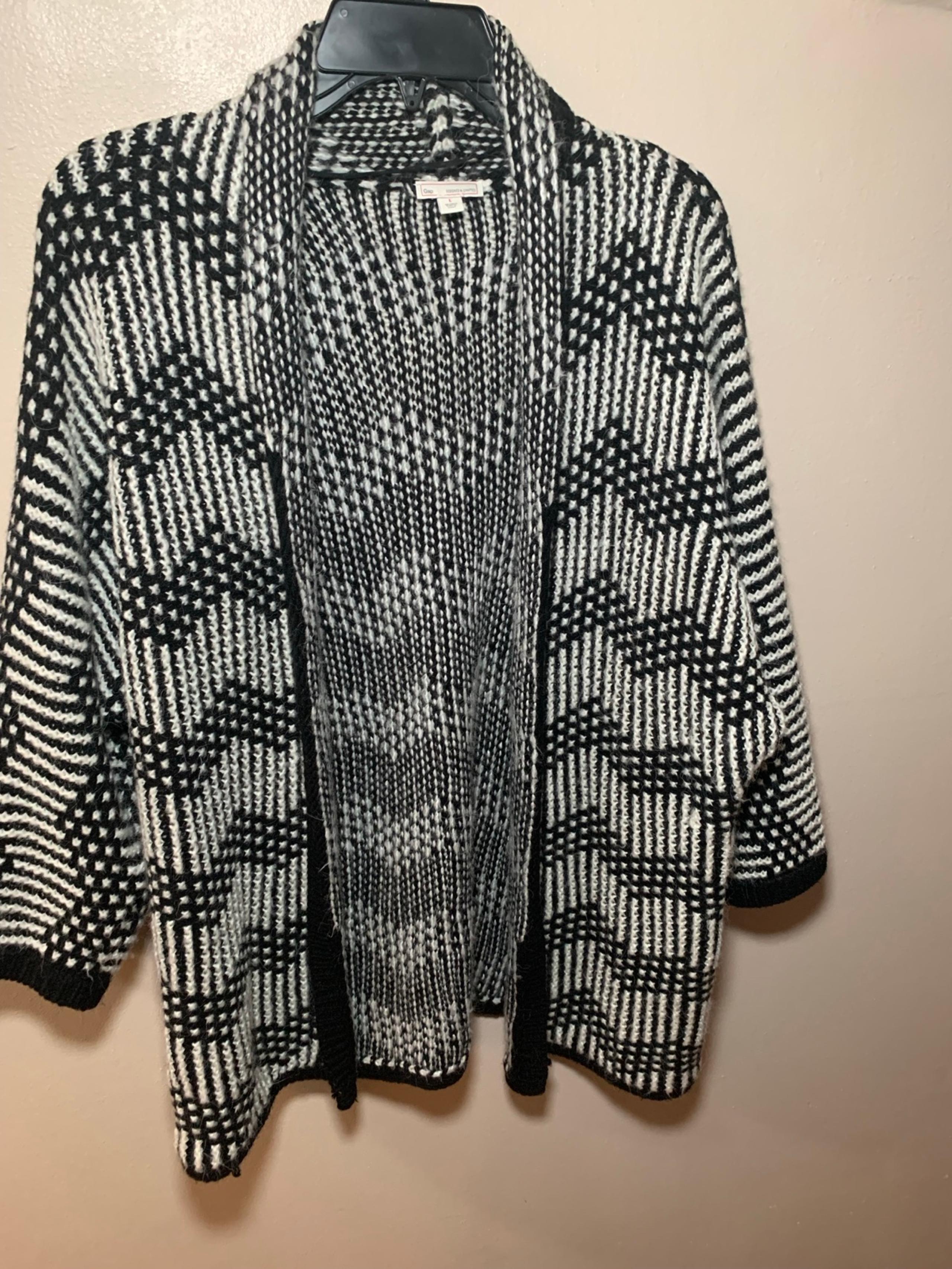 Chevron Knit Open Front Alpaca Wool Blend Cardigan sz Large - Gap