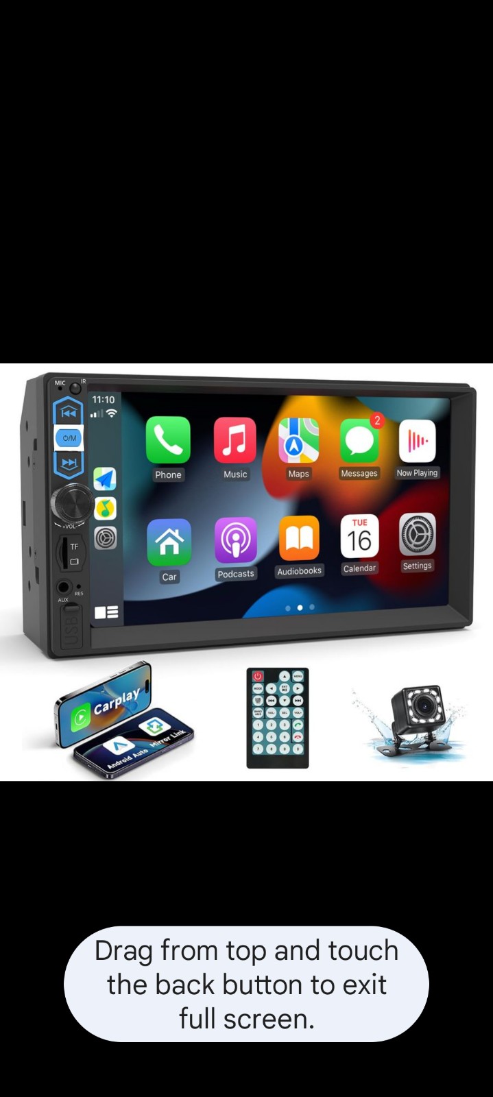 Lot # EV0142: Naifay Double Din Car Stereo with Carplay Android Auto 7inch Touch