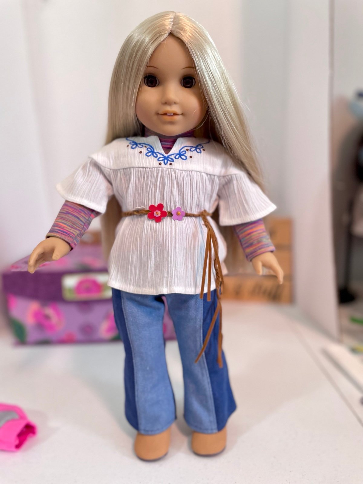 American Girl Julie in her Meet Set w/AG Butterfly Boots & Extras