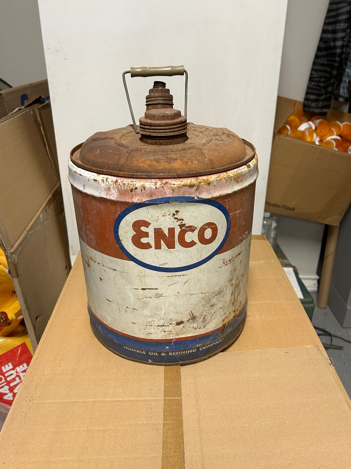 Vintage Enco 5 gallon gas can Humble Houston, Tx