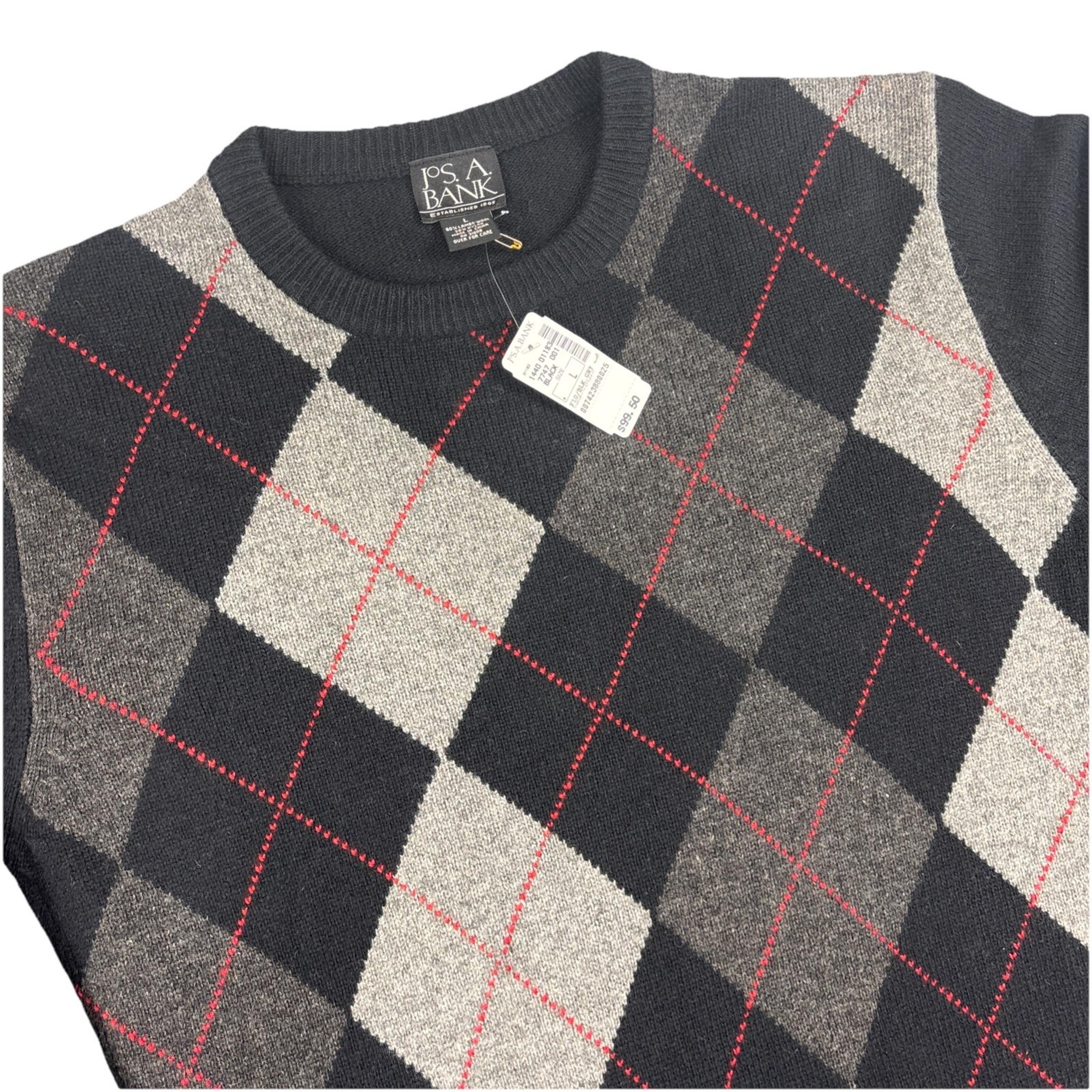 NWT Jos A Bank Sweater Mens Lambswool/nylon Multicolor Argyle Long Sleeve Preppy
