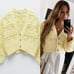 Zara Blogger Fave Light Yellow Open Knit Crochet Cropped Cardigan