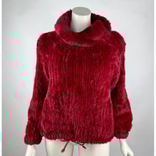 Sonia Rykiel Paris Red dyed Knitted Rex Rabbit Pullover Sweater Women *Flaw
