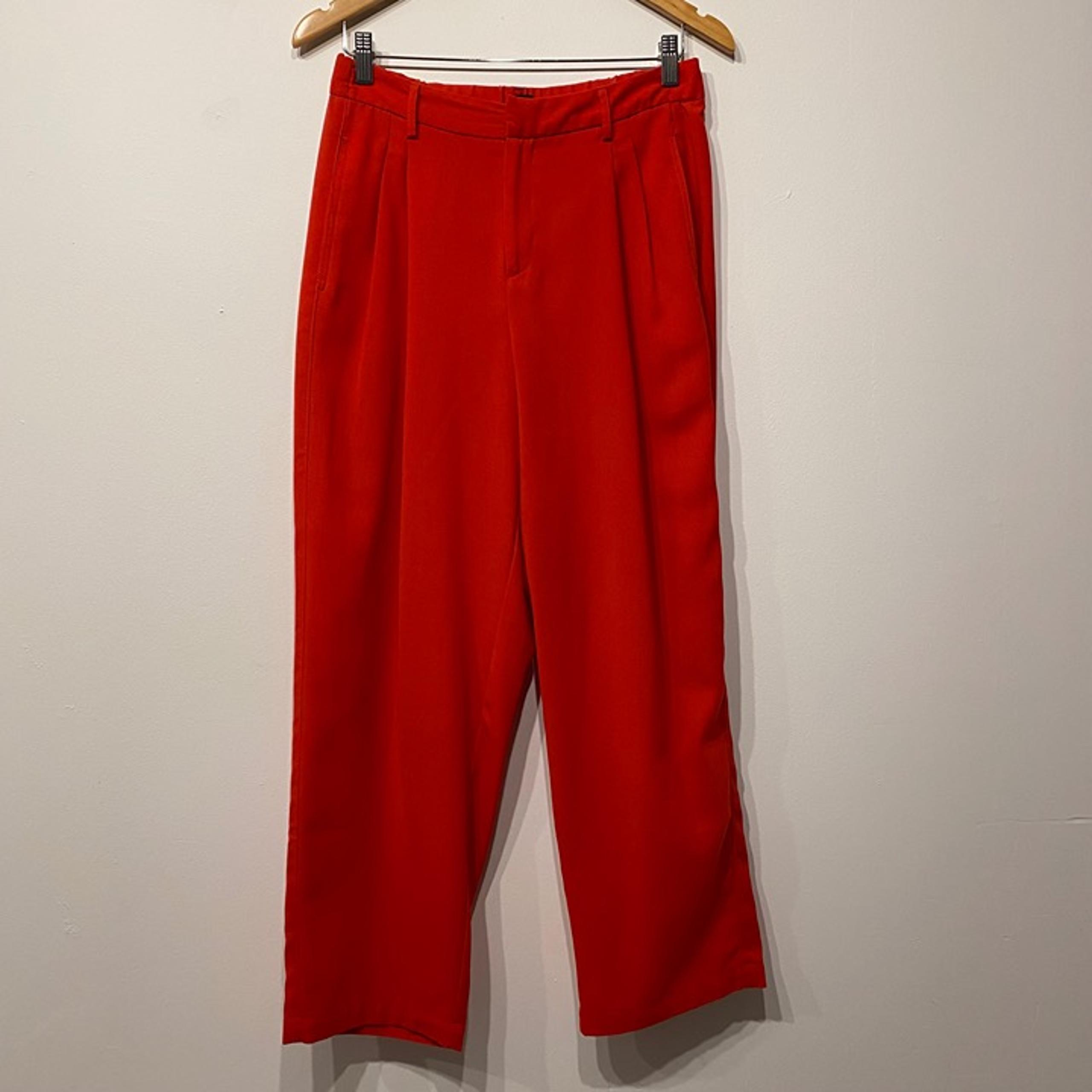 Urban Outfitters Red Pleated Straight Barrel Leg Dress Pants